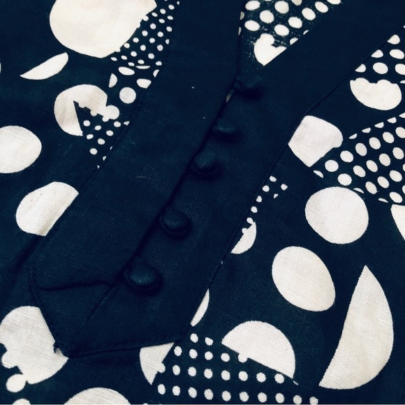 Lilly Stanhope Woman Linen Top Graphic Black & White Pop Yayoi Kusama Vibes - 1X - Picture 7 of 10